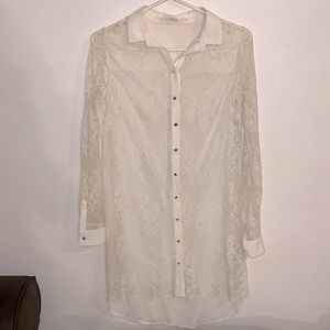 Guess White lace shirt dress. Loose fit. Size Small